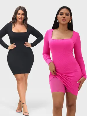 Midsize Goddess Mini Dress With Built-in Shapewear