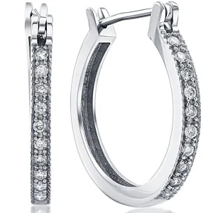 1/4ct Diamonds Hoops Milgrained 14K White Gold