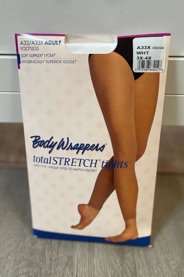 Adult Plus Size TotalSTRETCH Seamless Footless Dance Tights - White