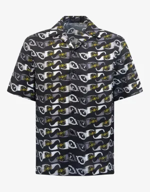 Black Biggie Sunglasses Print Short Sleeve Shirt