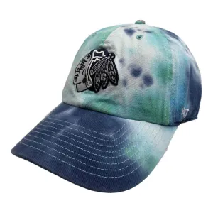 Chicago Blackhawks '47 Rattle Teal Marbled Tie Dye Clean Up Slouch Adj. Hat Cap