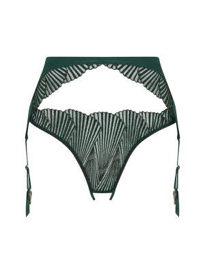 Coco de Mer Athena Open Suspender Knicker in Deep Green