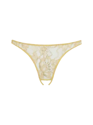 Coco de Mer Fiorella Open Knicker in Gold