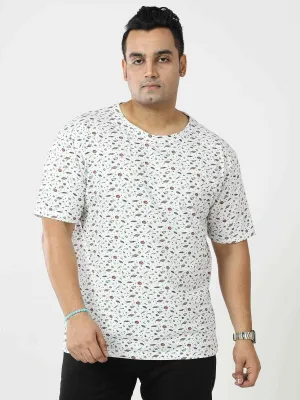 Digital Printed  Round Neck T-Shirt Men's Plus Size