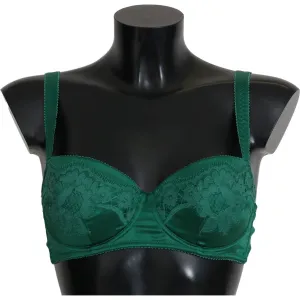 Dolce & Gabbana Enchanting Green Floral Lace Silk Bra