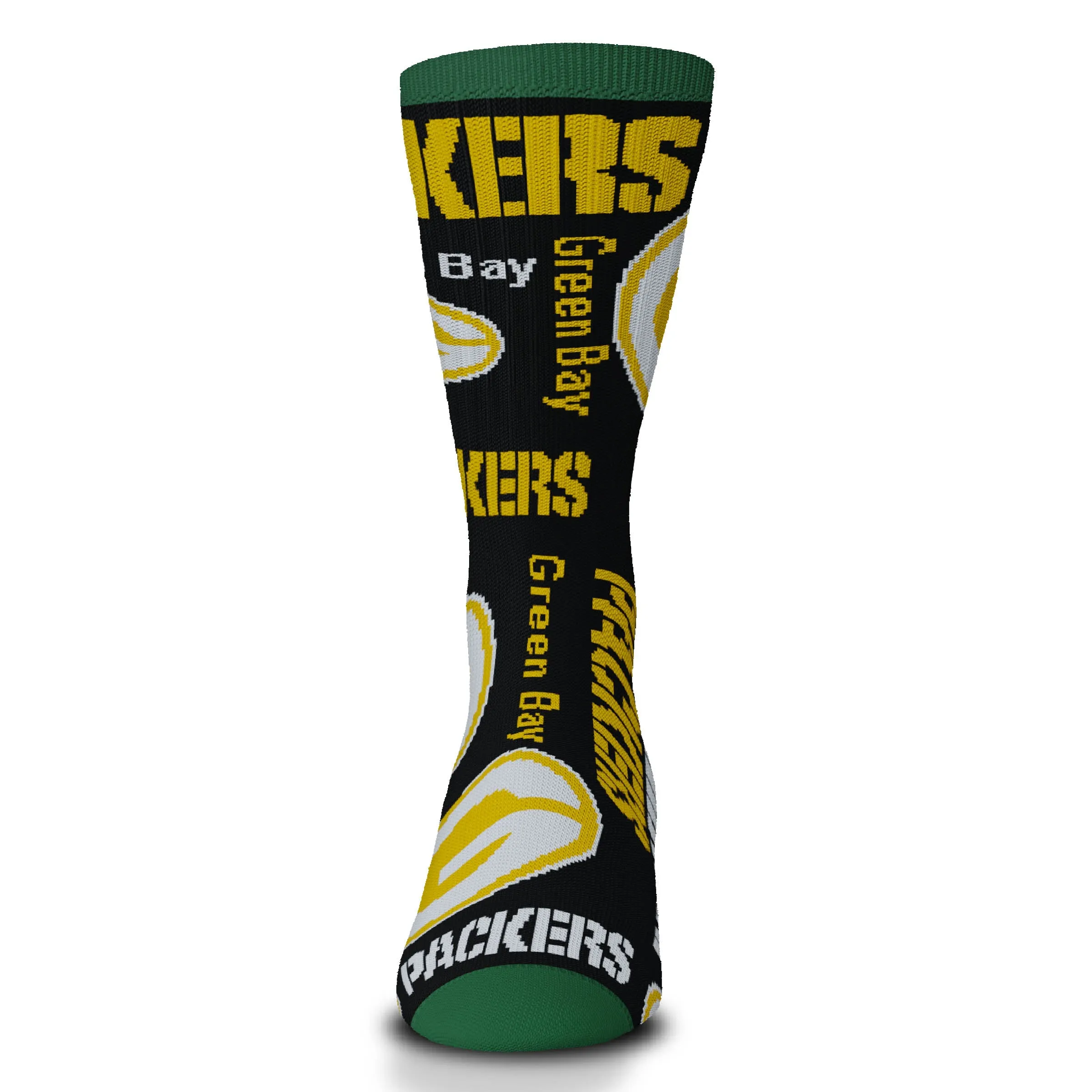 Green Bay Packers End To End Big Logo Socks, Black