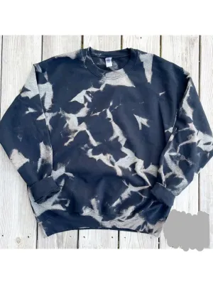 Hand Bleached Black Fleece Lined pullover