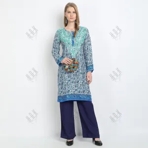 Hand embroidery Chikankari tunic-Multicolor