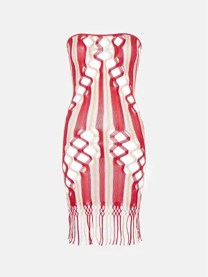 Haze Dress Burgundy Stripe