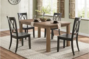 Janina Collection 5 Piece Dining Set with Black Chairs