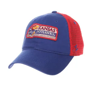 Kansas Jayhawks Zephyr "Freeway" Blue w/ Red Mesh Adj. Slouch Hat Cap