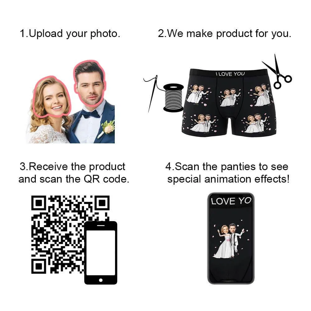 Men's Personalized Custom Wedding Bride and Groom Photo Boxers