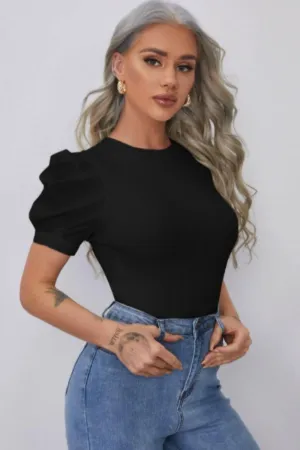 Mock Neck Black Rib Top