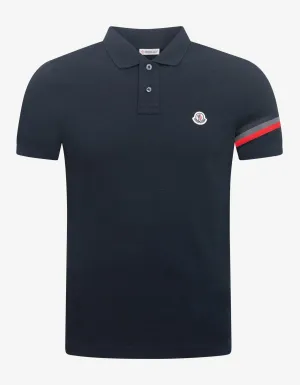 Navy Blue Tricolour Sleeve Polo T-Shirt