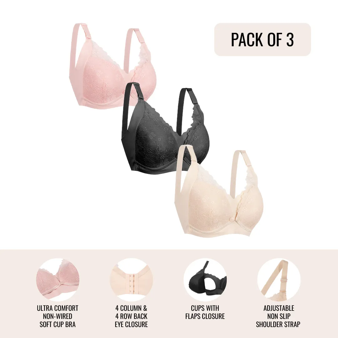 Okus - Pretty Lace Maternity & Nursing Bra Pack of 3