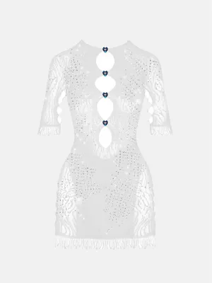 Rhinestoned Miranda Dress Optic White