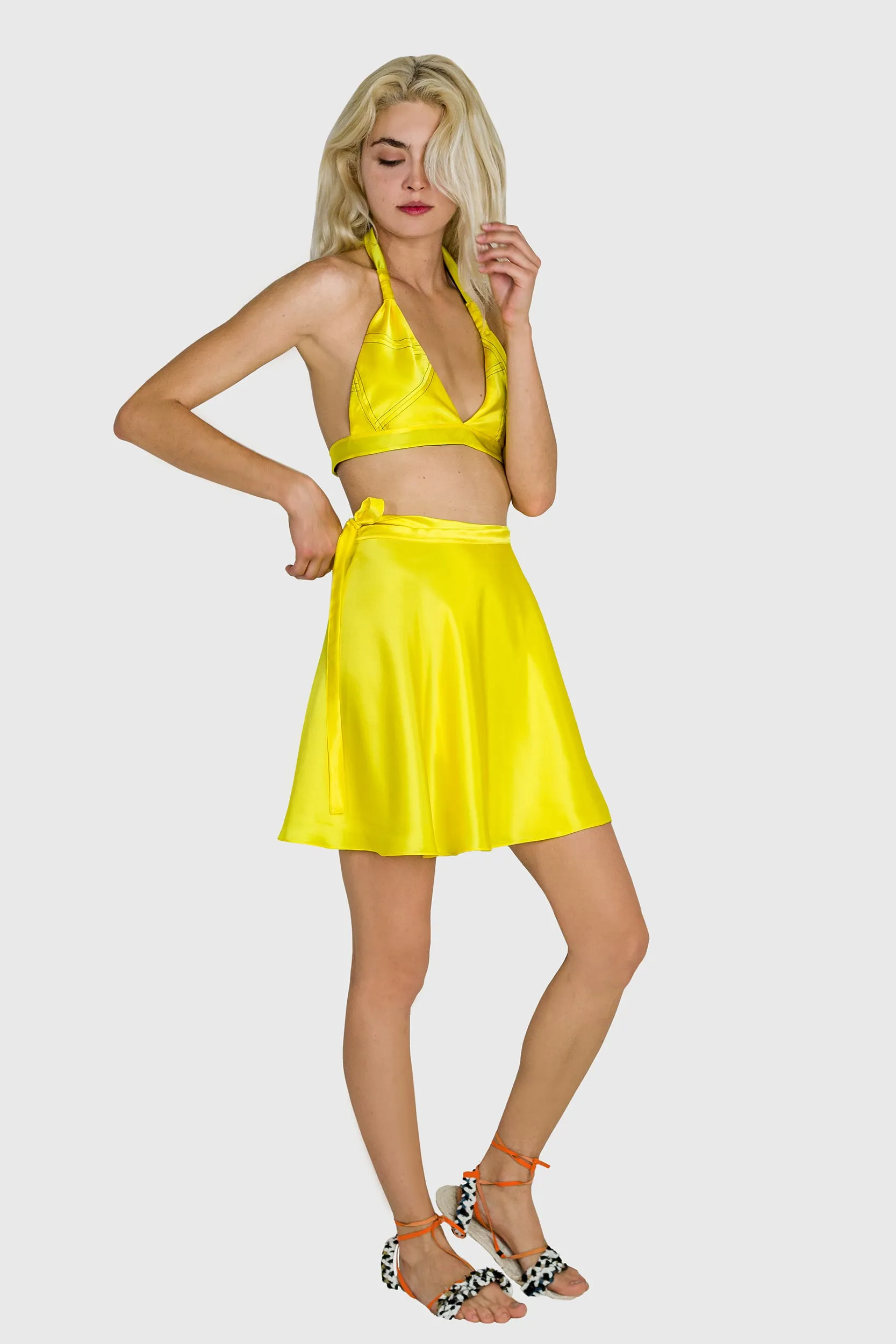 Silk Bra Top - Lemon Yellow