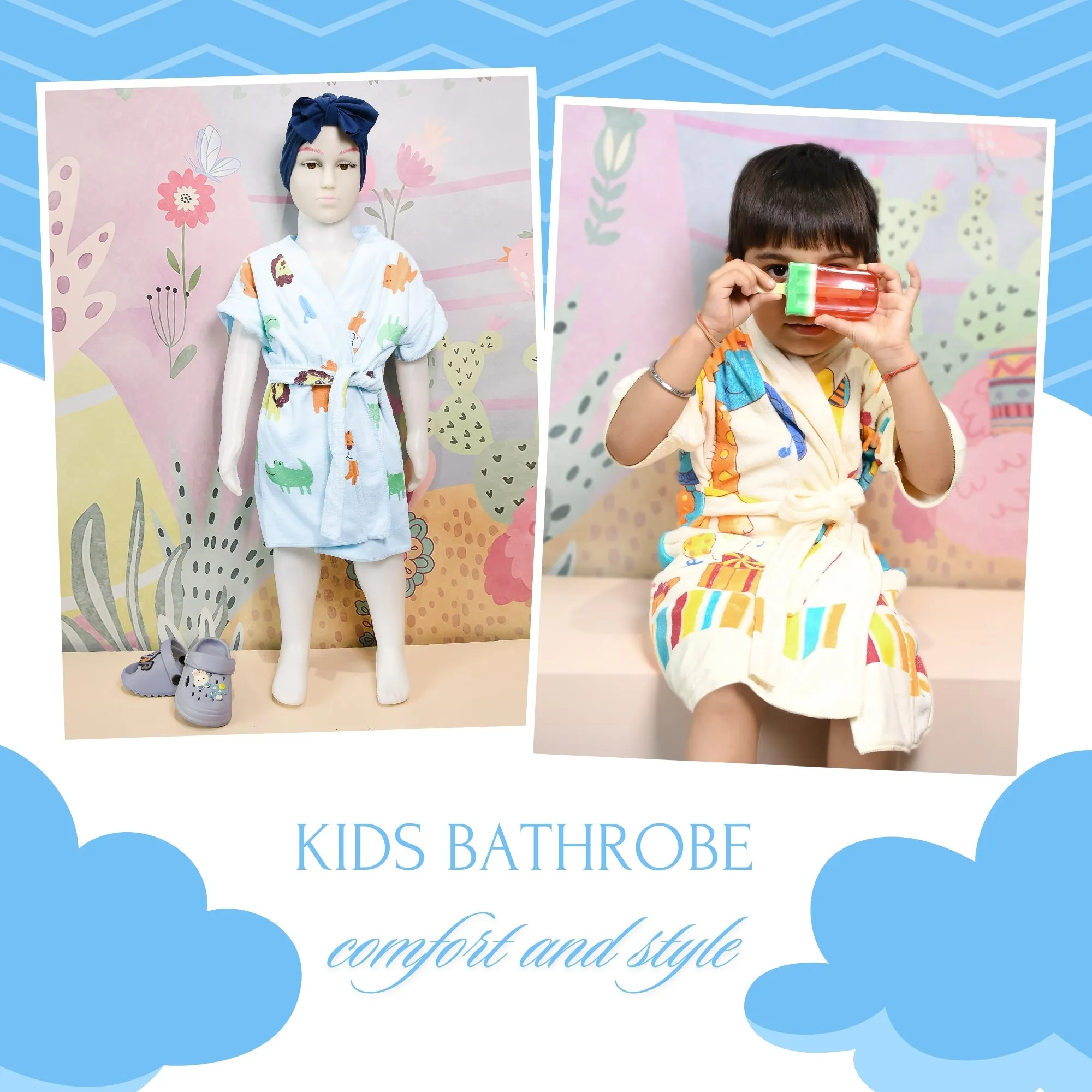 THE LITTLE LOOKERS Swimming Bath Gown for Kids, Bath Gown for Baby Boys/Baby Girls | Swimming Gown for Kids