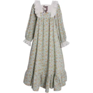 Vintage Style Floral Cotton Night Gown Dress