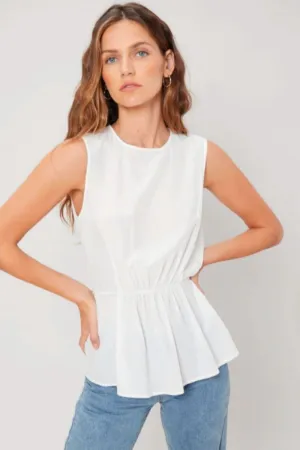 White Round Beck Belted Top